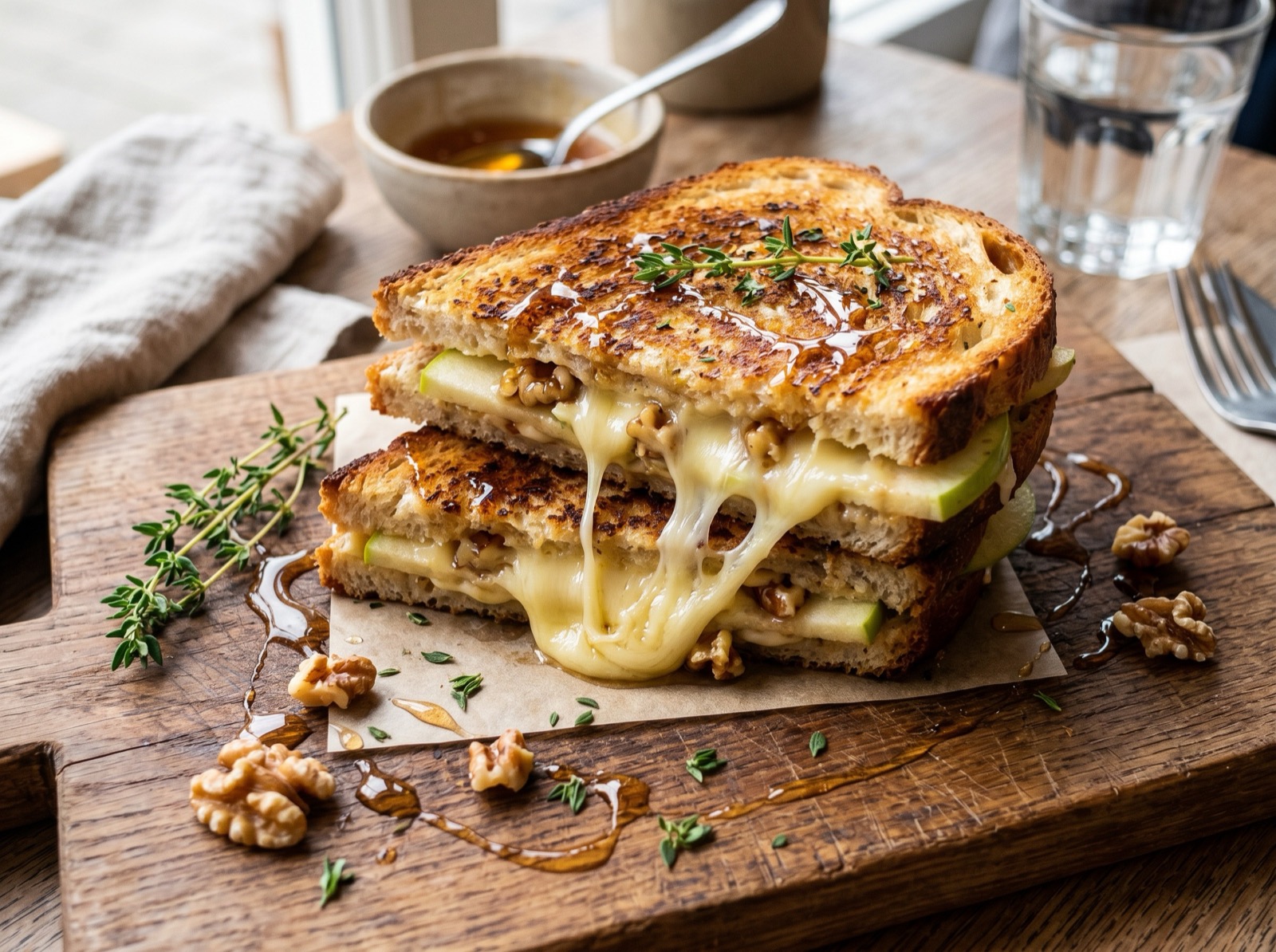 Tosti met brie, appel en walnoot